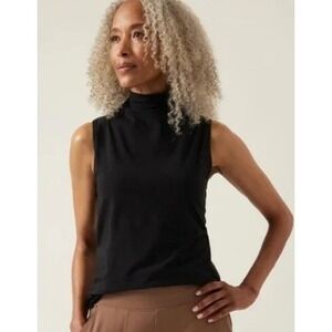 Athleta Women's Mock Neck Outband Tank Top Black Size Medium Style 882327 EUC
